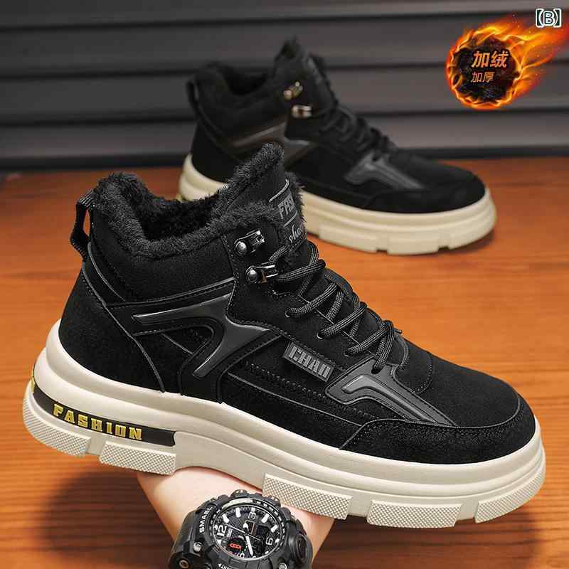 雪地靴 メンズ 男性用 防寒ブーツ ワークブーツ アウトドア 登山靴 防水 防滑 ショートブーツ 厚底 カーキ色 黒色