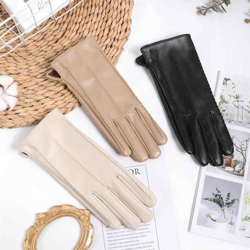手袋 レディース 女性用 PUレザー グローブ 秋冬 防寒 暖かい 裏起毛 スマホ対応 運転 ドライブ バイク 自転車 黒 ブラック ベージュ