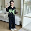子供用パジャマ 長袖 春秋 女の子 大童サイズ ルームウェア 上下セット 綿100% 吸湿速乾 ブラック 120c..