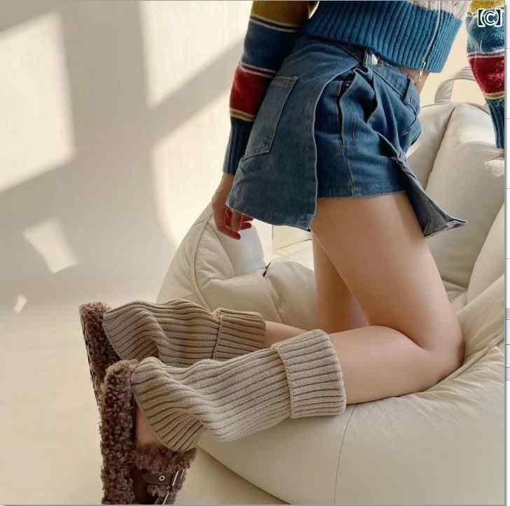 靴下 レディース ロリータ リブ編み ニット 中筒 ソックス ボーダー柄 レッグウォーマー 防寒 冷え対策 秋冬 かわいい ガーリー カジュアル