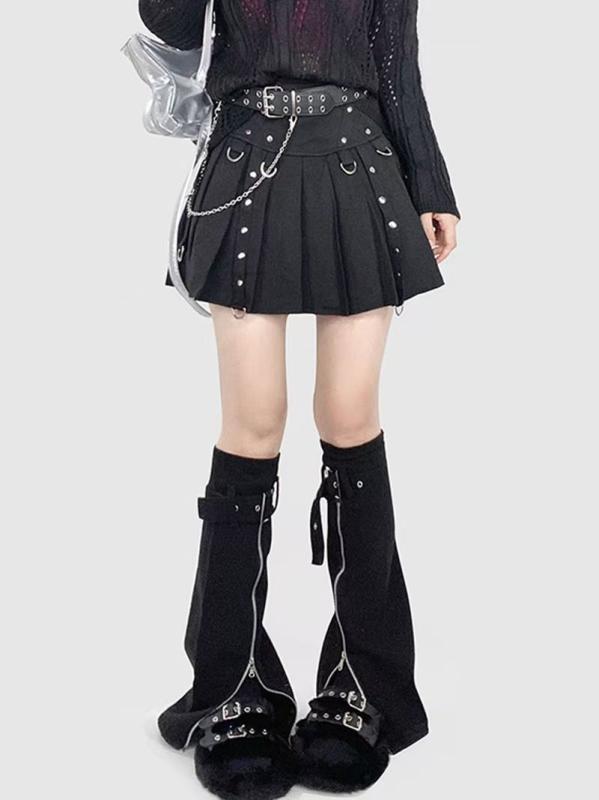 レッグウォーマー レディース ＆ メンズ ブラック コットン 混紡 無地 中筒 伸縮性 ギャザー ドローストリング パンク バンド 春夏秋冬