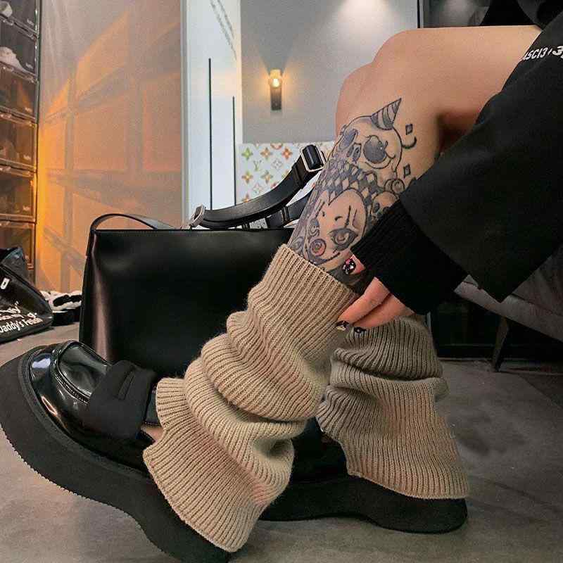 靴下 レディース レッグウォーマー ウール混紡 防寒 韓国風 流行 トレンド スリム 重ね着風 秋冬 くし..