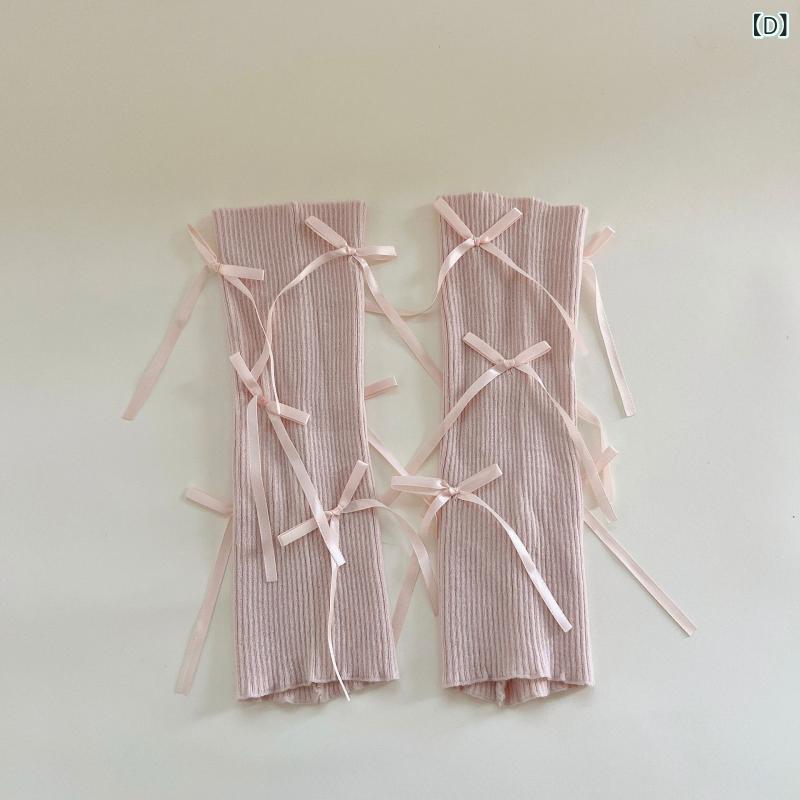 靴下 レディース バレエ風 ソックス 網柄 蝶結び ニット レッグウォーマー 無地 韓国風 スリット入り かわいい ガールズ ハイソックス