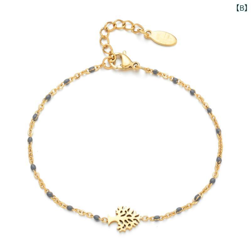 ブレスレット レディース 女性用 ステンレス 電気メッキ加工 ドロップオイル ビーズ 調節可能 手飾り ..