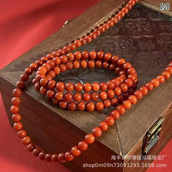 ブレスレット レディース メンズ 南紅瑪瑙 多層 手串 柿子レッド 赤瑪瑙 ファッション OLスタイル 3連 ..