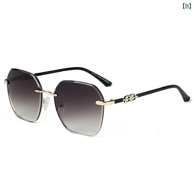 サングラス レディース ファッション UVカット 紫外線対策 小顔効果 多角形 メタルフレーム ドライブ ..