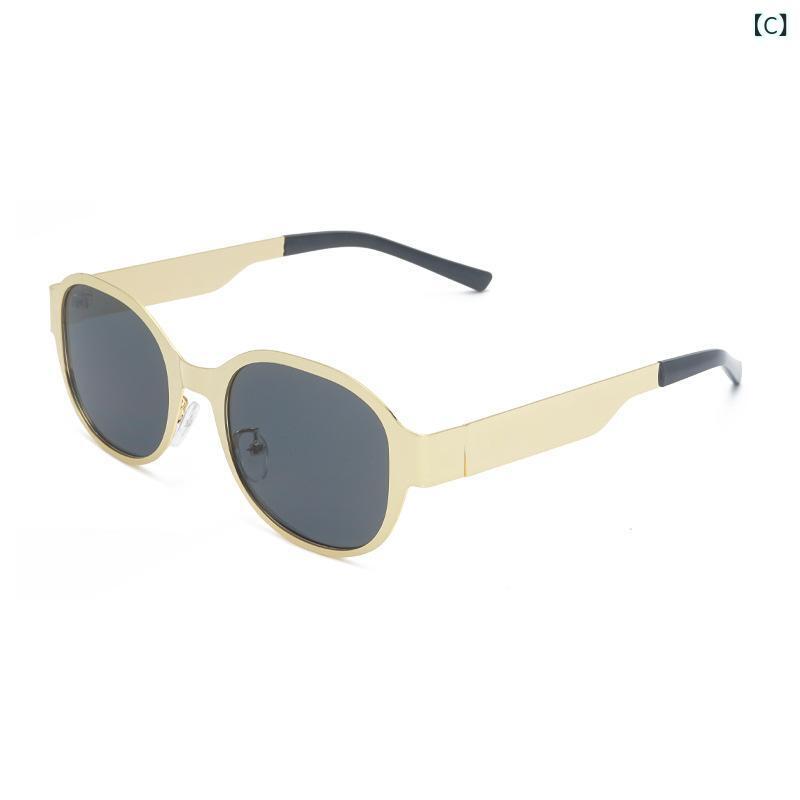サングラス レディース メタルフレーム 楕円形 韓国風 レトロ UV400 紫外線カット 小顔効果 ブラック ゴールド シルバー ドライブ 旅行 パーティー