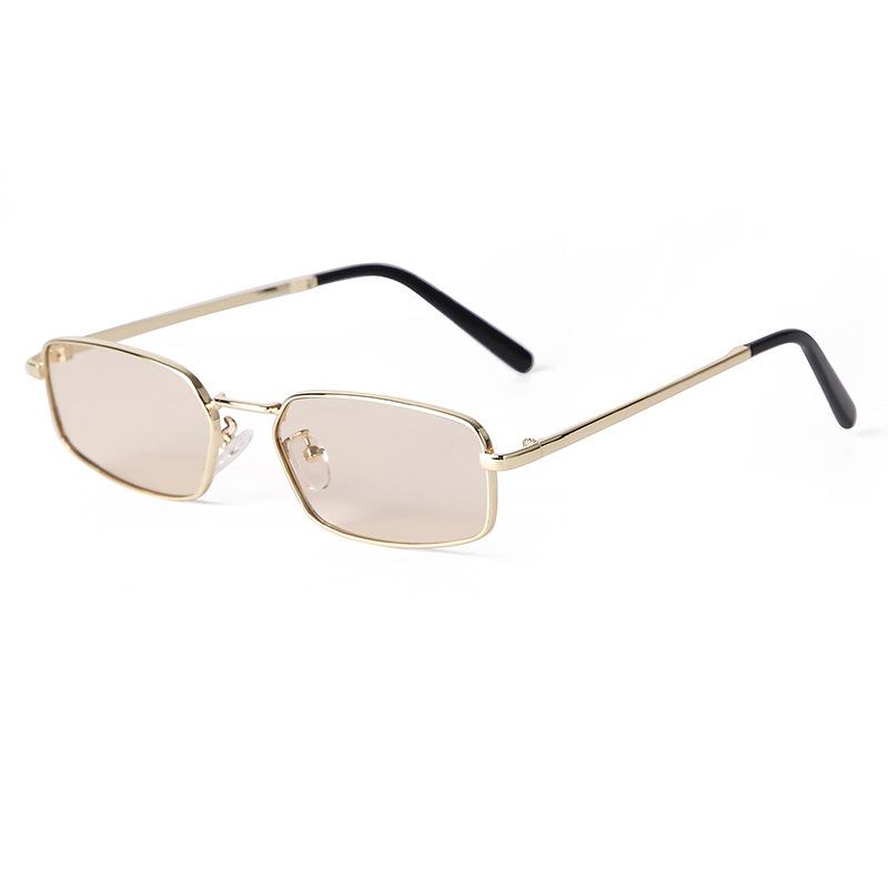 サングラス 男性用 メタルフレーム UV400 紫外線カット スクエア型 金色 ピンク系レンズ ファッション ビジネス 普段使い ドライブ 釣り アウトドア