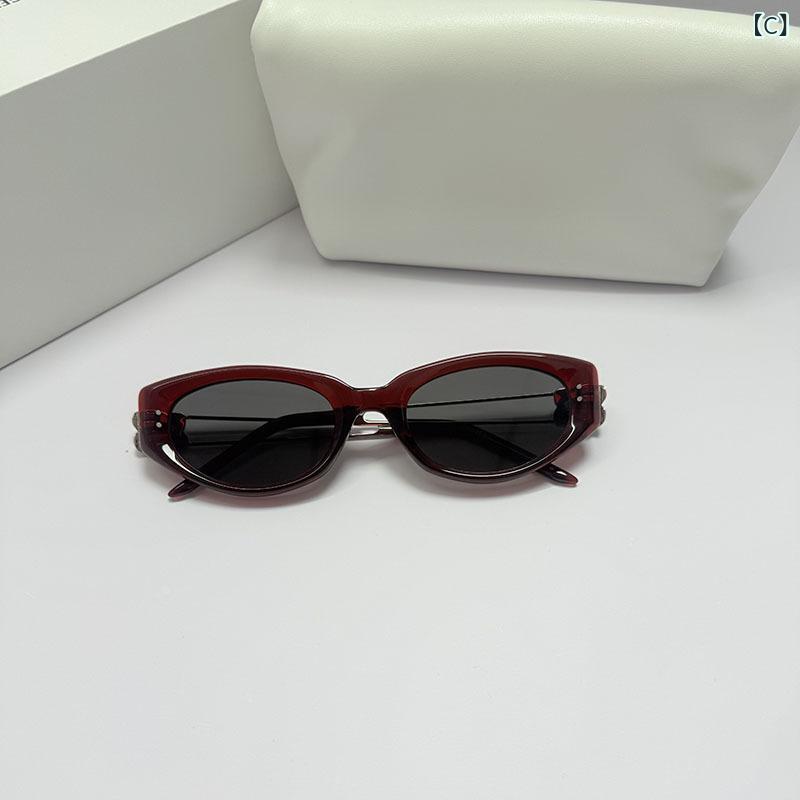 サングラス 猫目 レディース メンズ 兼用 UV400 紫外線カット 遮光 遮蔽 ファッション ドライブ 釣り 旅行 アウトドア 黒 金 銀 赤 グレー