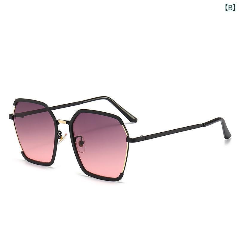 サングラス レディース メタルフレーム UV400 紫外線カット 小顔効果 ラウンド ブラック ピンク系 旅行 ドライブ 普段使い