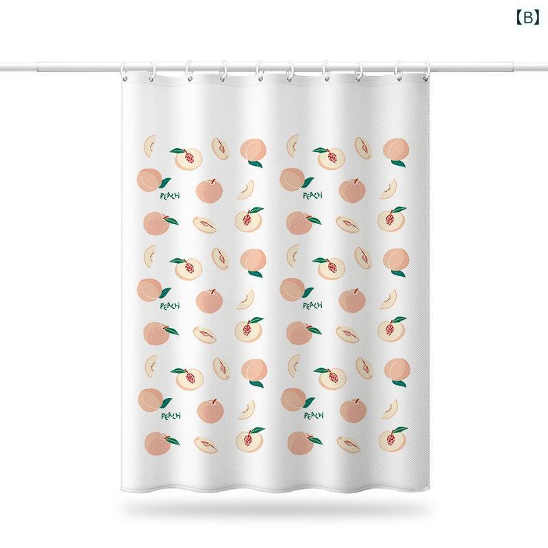 カーテン バスルーム レディース 浴室 間仕切り 防水 撥水 厚手 ポリエステル製 桃柄 遮像 シャワーカ..
