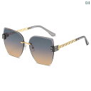 サングラス レディース メンズ UV400 紫外線カット 無框タイプ ファッション トレンド ブラック グレー(4)