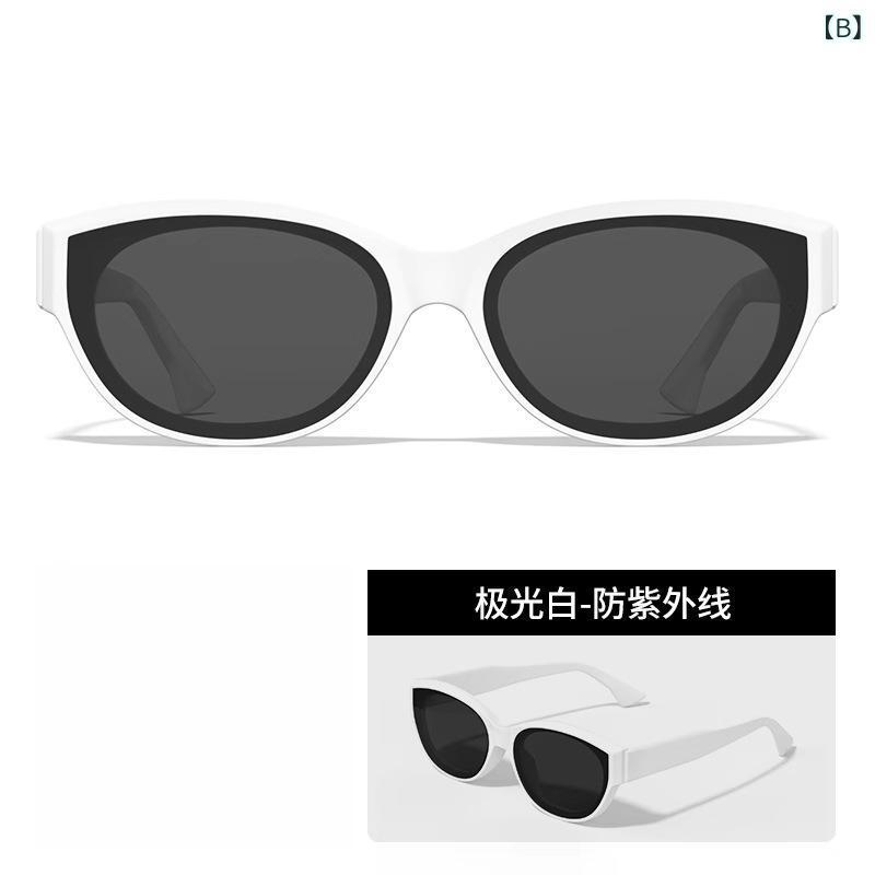 サングラス レディース 女性用 UVカット 偏光レンズ レトロ キャットアイ 小顔効果 細フレーム 黒 白