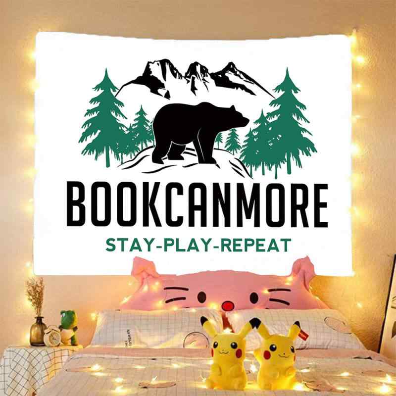 タペストリー キャンプ 風景柄 ポリエステル 壁掛け 背景布 長方形 手洗い可 ホワイト 100cm 150cm 200cm