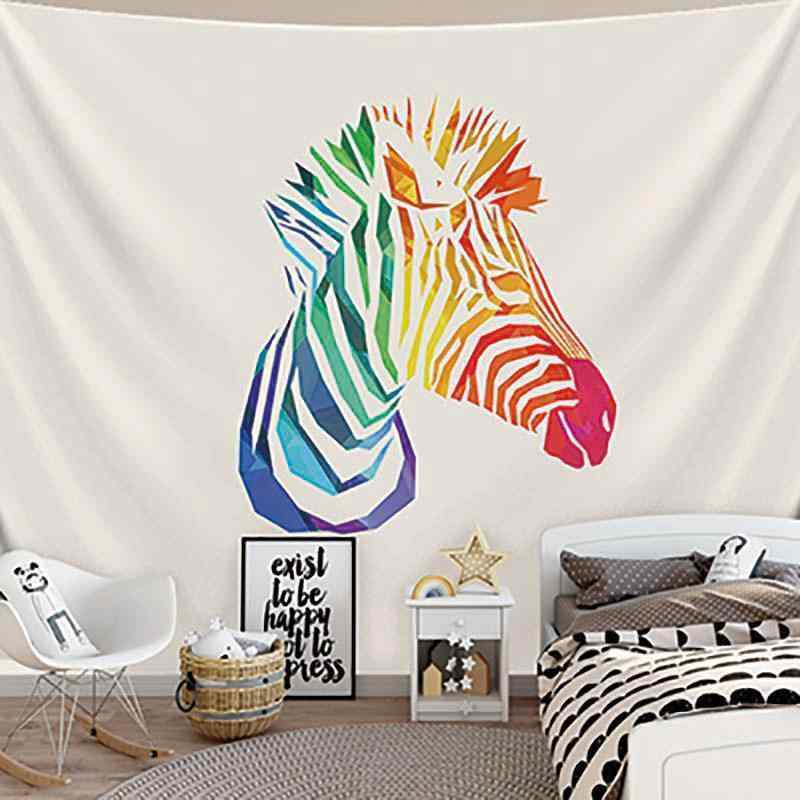 タペストリー ゼブラ柄 シマウマ模様 ポリエステル製 壁掛け 模様替え 室内装飾 リビング ベッドルーム 子供部屋