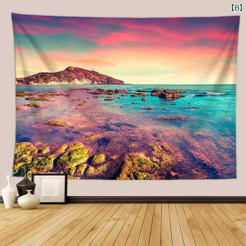 タペストリー 風景柄 自然風景 パームツリー柄 壁掛け ビーチタオル ポリエステル製 リビング 寝室