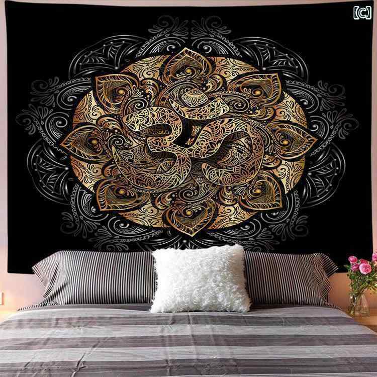 タペストリー 多機能 曼荼羅 マンダラ柄 幾何学模様 ポリエステル製 壁掛け 敷物 ビーチタオル 花柄 エ..