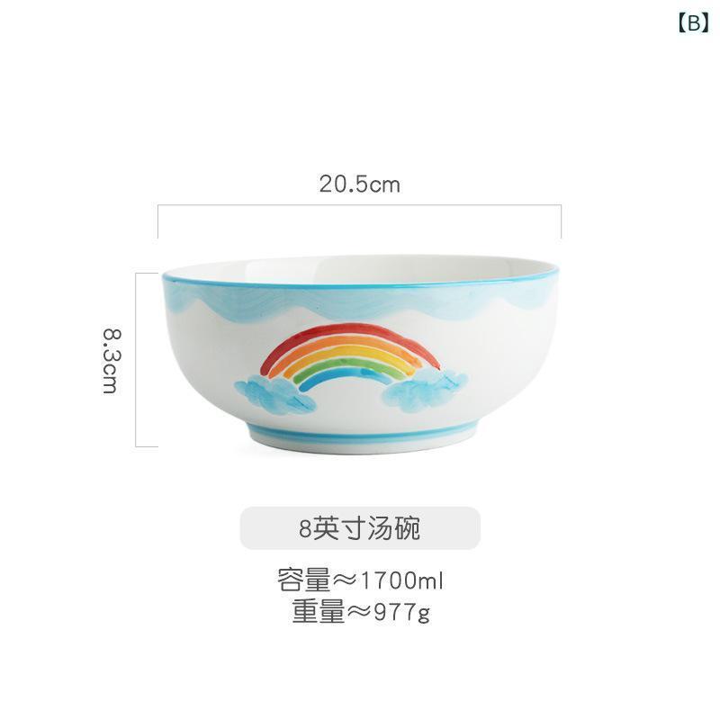 食器 陶器 皿 ボウル 韓国風 かわいい 手描き パステルカラー レインボー プレート スープボウル ラー..