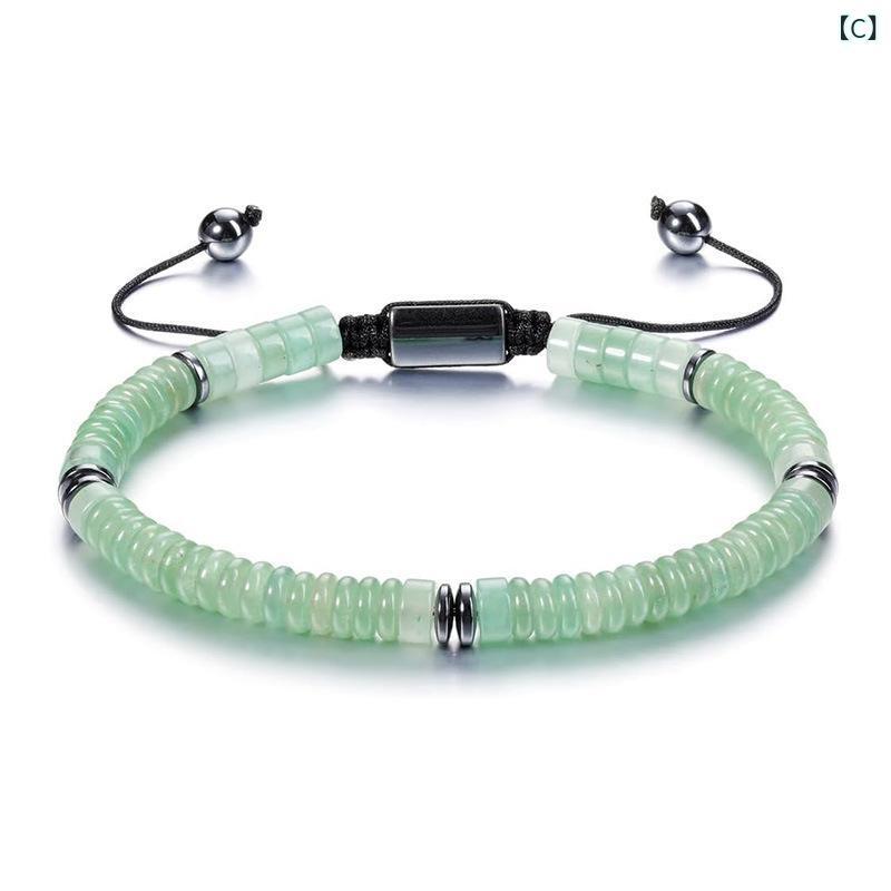 ブレスレット メンズ 男性用 虎眼石 オニキス 天然石 ビーズ プレート 手作り ハンドメイド 幾何学模様..