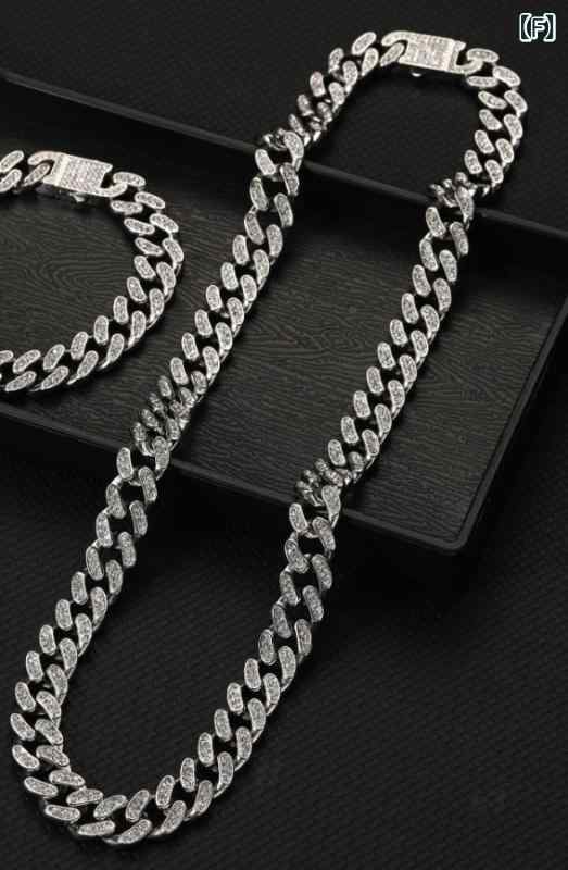 ブレスレット メンズ レディース チタン鋼 キューバチェーン 2連 フルジルコニア HIPHOPスタイル ジュエリー アクセサリー ユニセックス