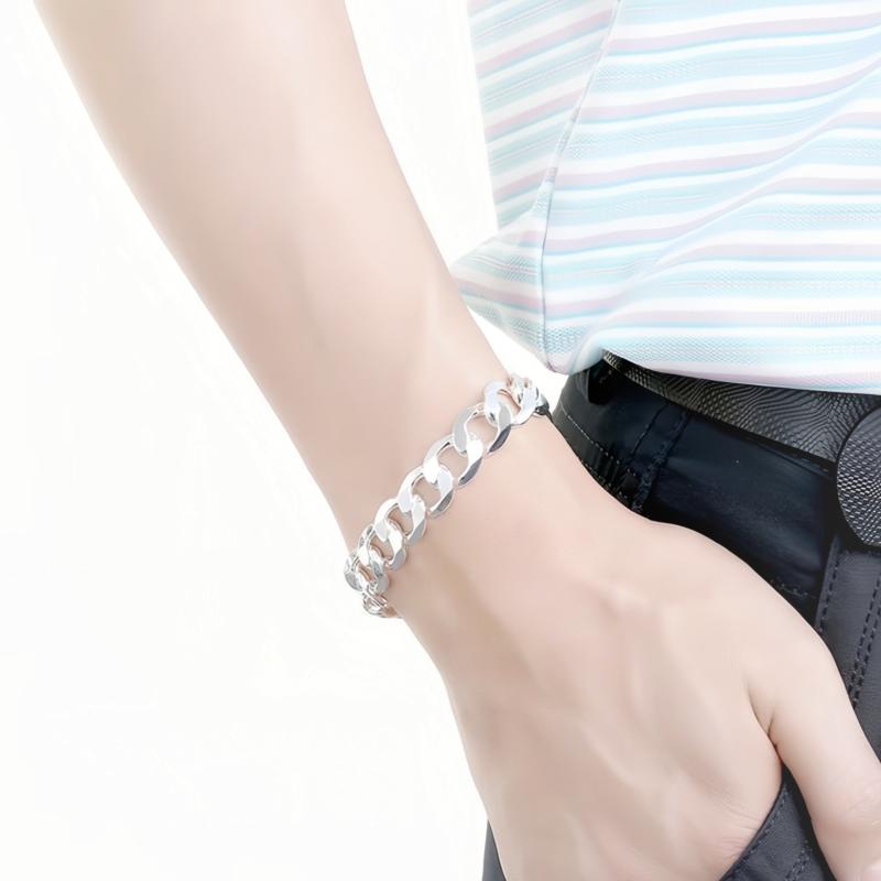 ブレスレット 男性用 幾何学模様 シルバーカラー 幅広 手作り風 ハンドメイド風 22cm ヨーロッパ 個性派