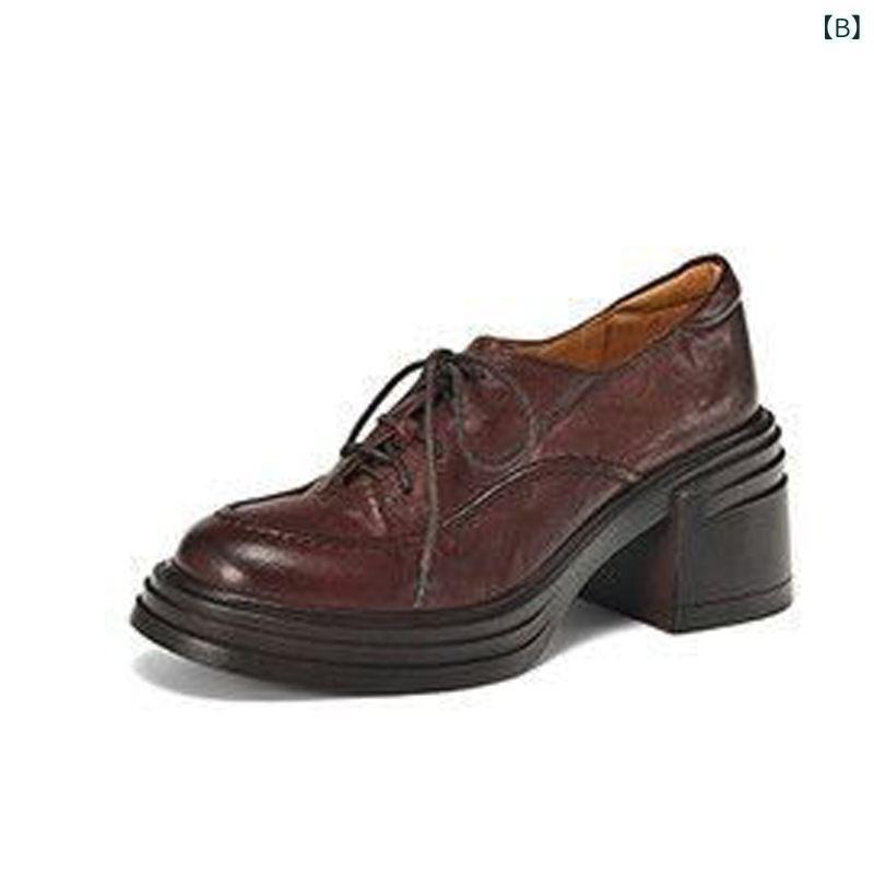 靴 レディース 厚底 レースアップ シューズ マニッシュシューズ ローファー ブリティッシュスタイル ラウンドトゥ 防水 抗菌 防滑 フェイクレザー 合皮 黒 ブラック ブラウン 春夏秋冬
