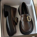 ローファー レディース 厚底 革靴 春秋 靴 スリッポン ローファーシューズ ラウンドトゥ 英国風 ブラウン ブラック 歩きやすい 普段使い