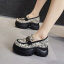 ローファー レディース 厚底 インヒール シューズ スリッポン スニーカー キャンバス ラウンドトゥ 8cmヒール ウェッジヒール 無地 バイカラー 英倫風 春夏 ブラック ベージュ