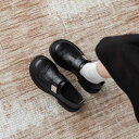 ローファー レディース 厚底 スリッポン ラウンドトゥ 超繊維 小皮鞋 防水台 金属装飾 チャンキーヒール 黒 茶色 レトロ 春夏 秋冬