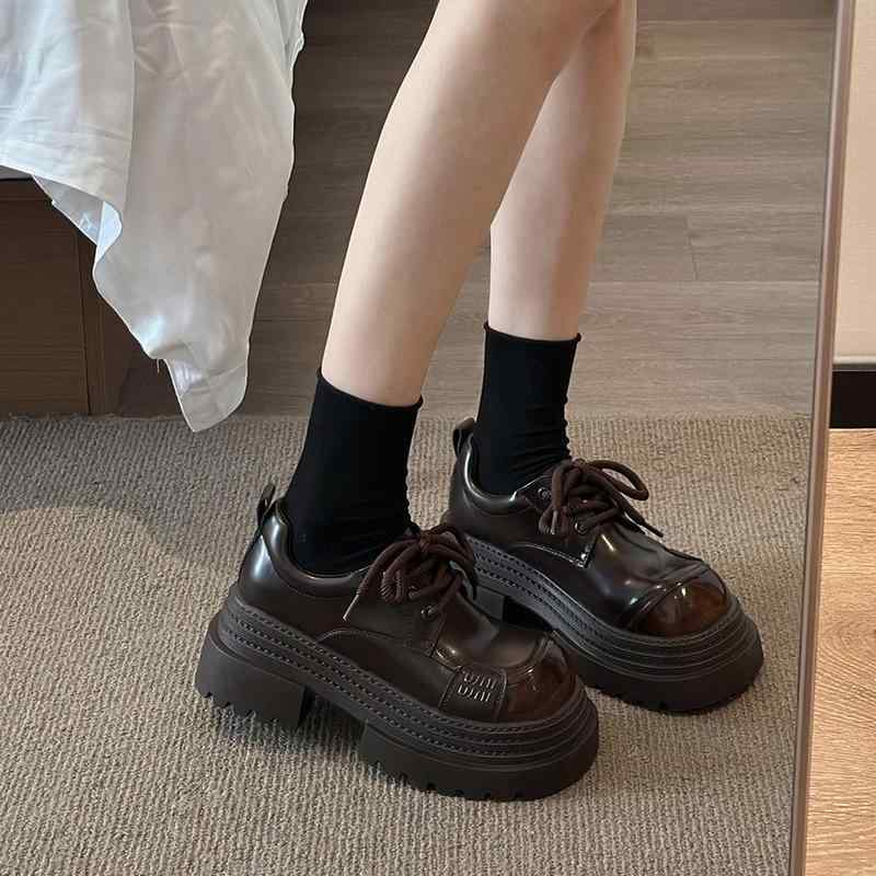 ローファー レディース 厚底 Jk 通勤靴 ラウンドトゥ レースアップ シューズ 超纤 婦人靴 ブラック ブラウン 無地 春夏秋冬