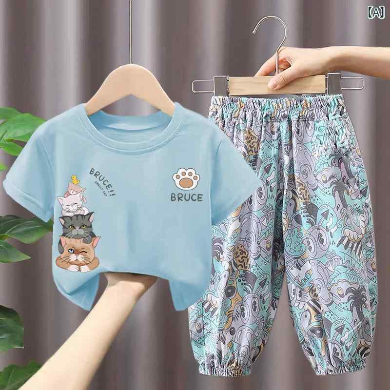 子供服 キッズ 男の子 夏 セットアップ 半袖 Tシャツ 女の子 ベビー 上下2点セット コットン 薄手 普段着 部屋着 パジャマ 90 100 110 120 130 140 150