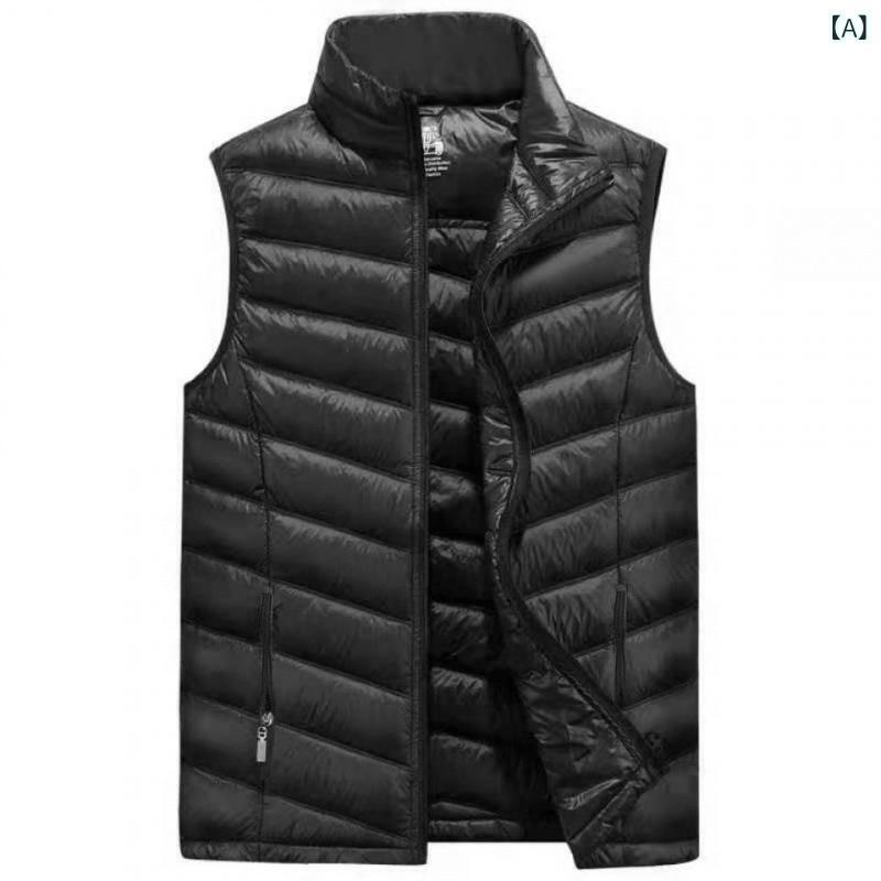 ベスト 男性用 超軽量 あったか 中綿 ポリエステル アウター シニア 紳士服 大きいサイズ ブラック ネイビー