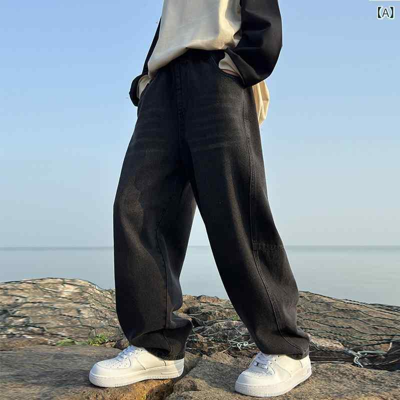 子供用ジーンズ ボーイズ デニムパンツ カジュアルパンツ ロングパンツ コットン 春秋 中厚 ブラック 無地 120cm 130cm 140cm 150cm 160cm 170cm