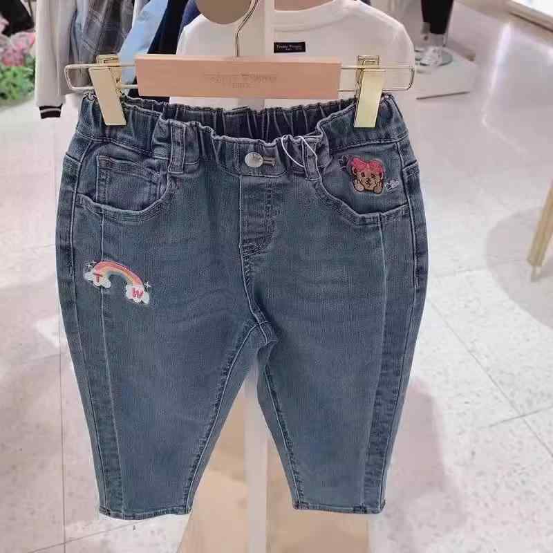 子供服 パンツ 女児 デニム ロングパンツ 春秋 中 крупный 歳以上 休闲 卡通 小熊 綿 ブルー 110cm 120cm 130cm 140cm 150cm 160cm