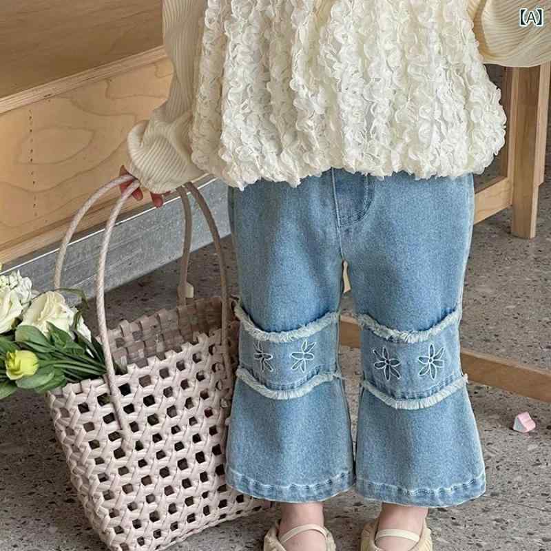 キッズ デニムパンツ 春秋 女の子 子供服 おしゃれ かわいい ジーンズ 女児 ベビー服 ロングパンツ 80 90 100 110 120 130 140cm