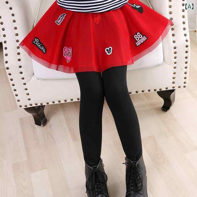 子供服 パンツ 女の子 スカッツ レギンス 8歳以上 140cm以上 春秋 冬用 修身 ストレッチ コットン メッシュ スカート付きパンツ レース フリル リボン かわいい 高学年 女児 ガールズ 通学 普段着