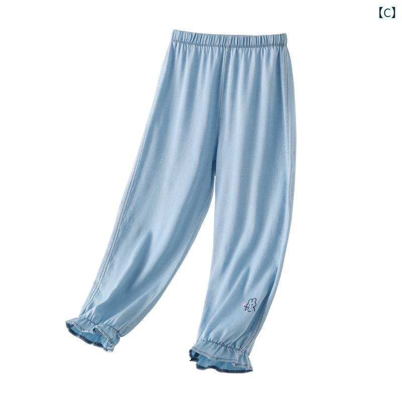 子供服 ジーンズ 女の子 レーヨンデニムパンツ 春秋 薄手 ワイドレッグ ラッパズボン ガールズ 長ズボ..