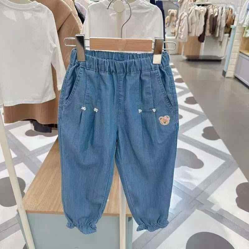 子供服 パンツ 女児 ロングパンツ 天使の綿 接触冷感 虫除け 紫外線対策 デニム風 無地 かわいい カジュアル 普段着 110cm 120cm 130cm 140cm 150cm 160cm 春夏