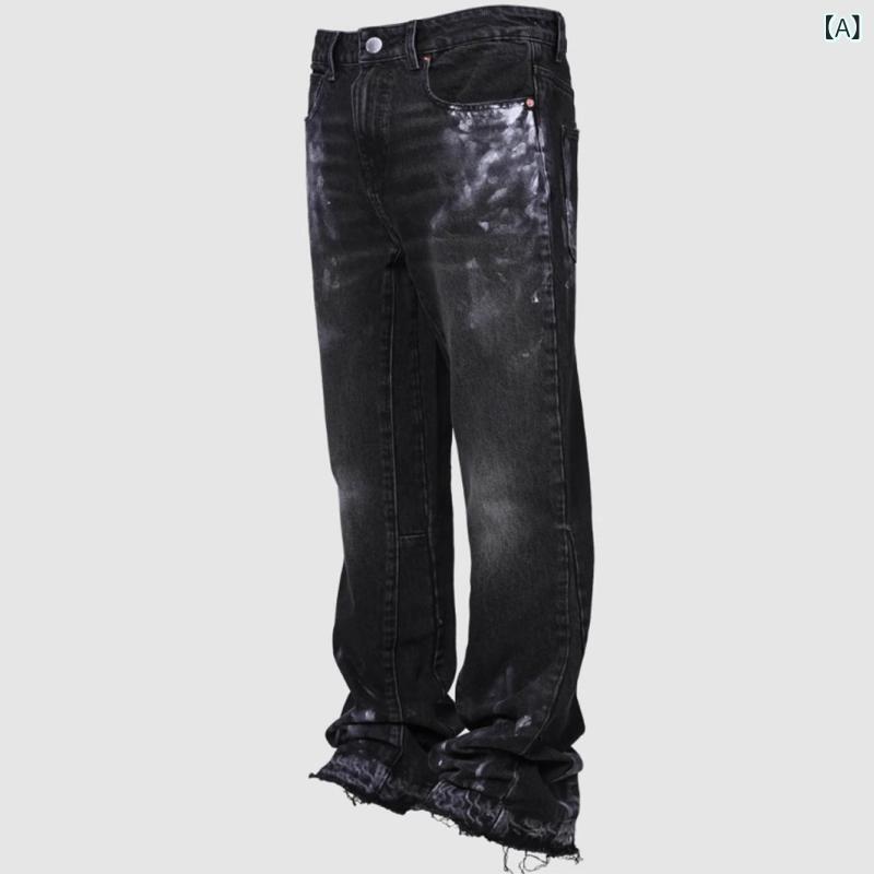 ジーンズ メンズ 男性用 デニム ストレート ストレッチ 伸縮性 ウォッシュ加工 ブラック 黒 ブルー 青 ジーパン Gパン