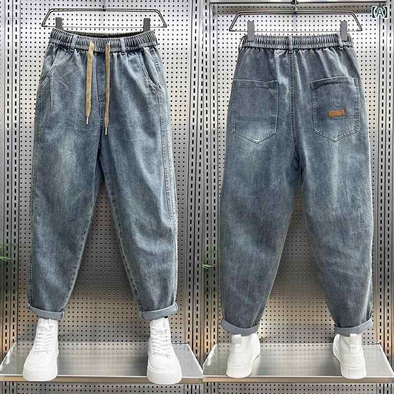 ジーンズ メンズ デニムパンツ ストレート 伸縮性 ウォッシュ加工 9分丈 ジーパン ゆったり 春夏