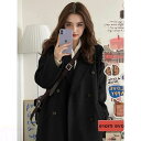 コート レディース 中長丈丈 ウール アウター 秋冬 韓国風 ゆったり 厚手 あったか 灰色 黒色