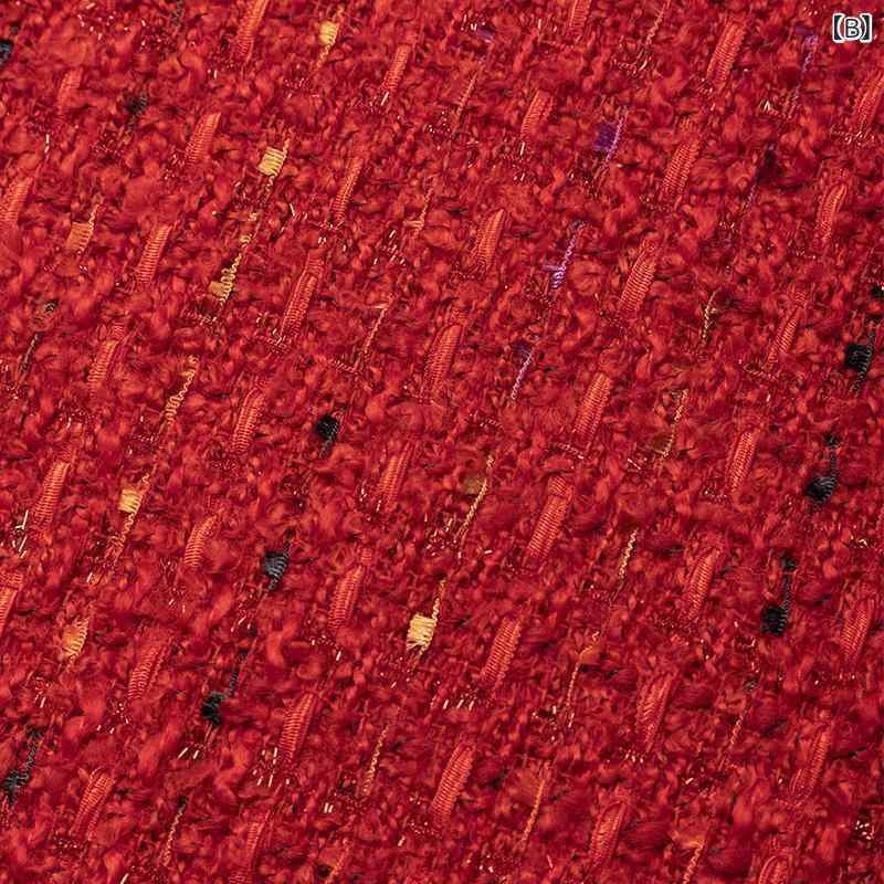 コート レディース 赤色 金糸 小香風 ツイード ウール 秋冬 ジャケット 布地