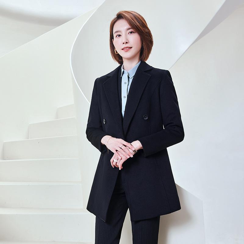 コート メンズ レディース ウール混紡 ミドル丈 ホテル フロント 受付 販売 員 作業着 ユニフォーム アウター 秋冬 ブラック 黒 ネイビー 紺 S M L...