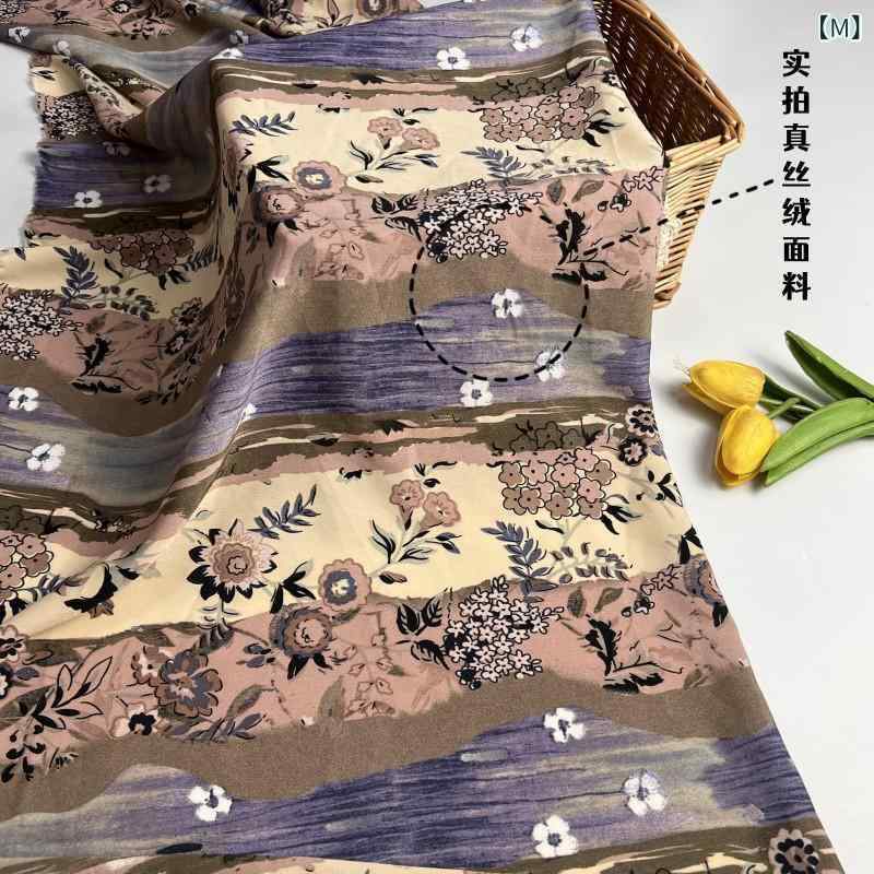 生地・布地 レディース ポリエステル 真絲 ベルベット サテン プリント 春夏 シャツ ワンピース スカー..