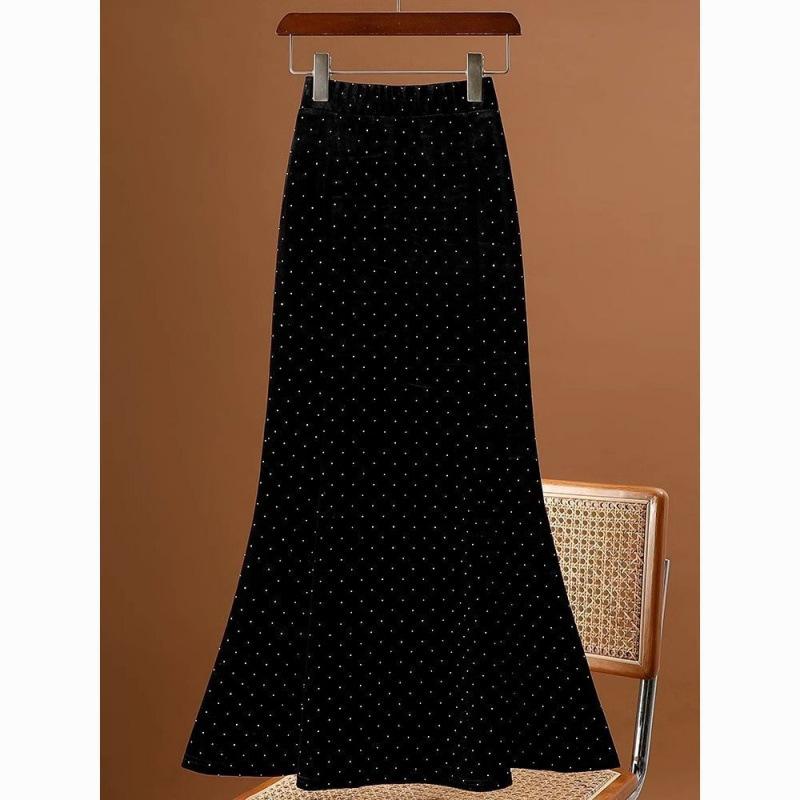 スカート レディース 秋冬 黒 魚尾スカート マーメイドスカート Aラインスカート ひざ下丈 ミモレ丈 ロ..