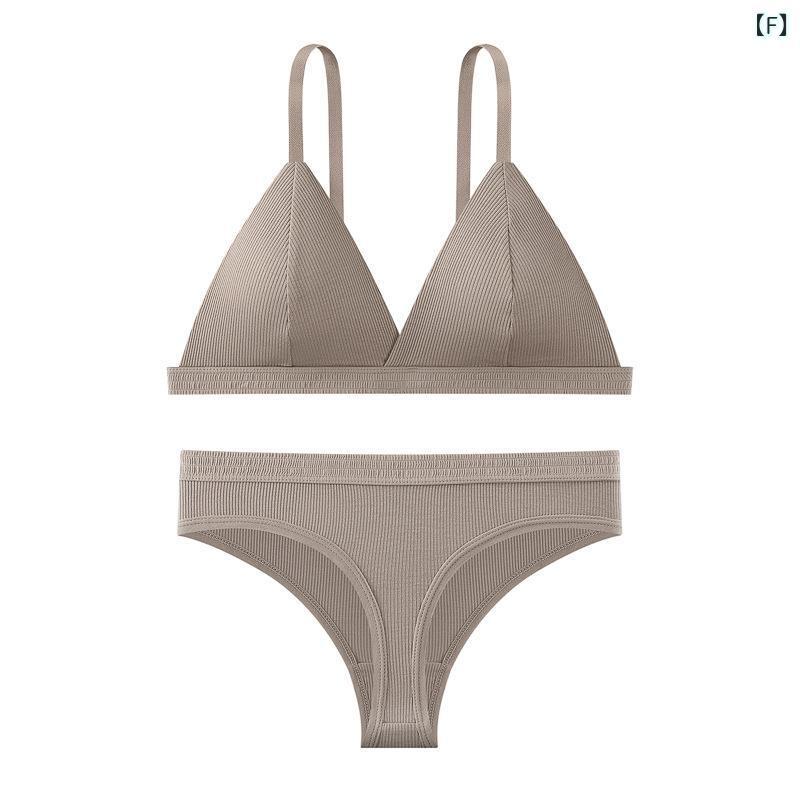 ブラジャー &amp; ショーツ レディース ランジェリーセット フレンチトライアングルカップ シームレス ..