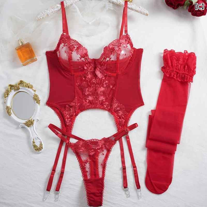 ブラジャー レディース 花柄 刺繍 ビスチェ セットアップ ワイヤー入り 3/4カップ 通気性 快適 セクシ..