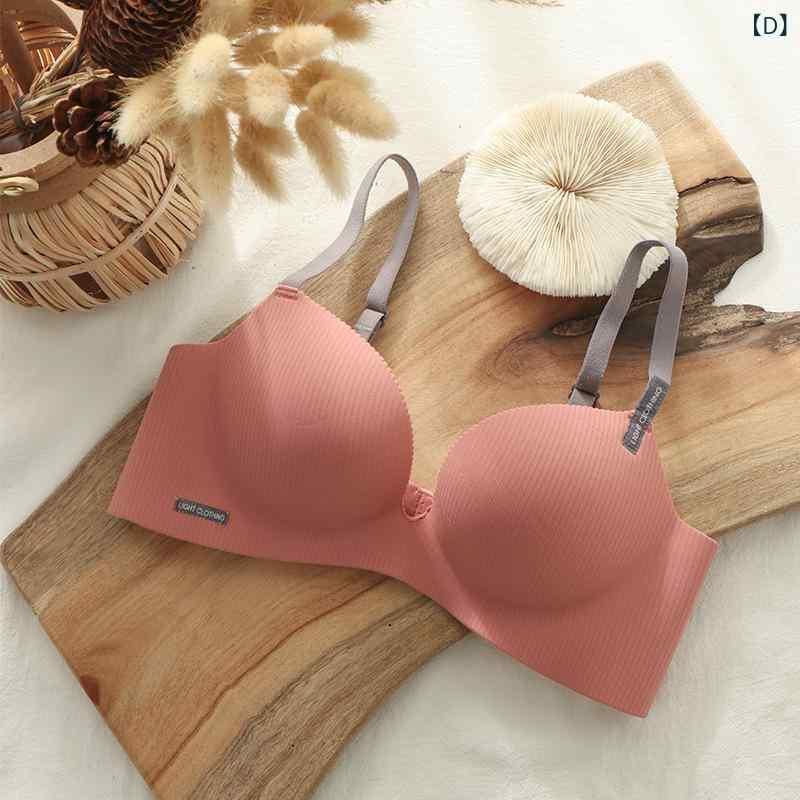 ブラジャー レディース 小胸 補正 谷間メイク ノンワイヤー 3/4カップ 通気性 無地 ナイロン 黒/コーヒ..