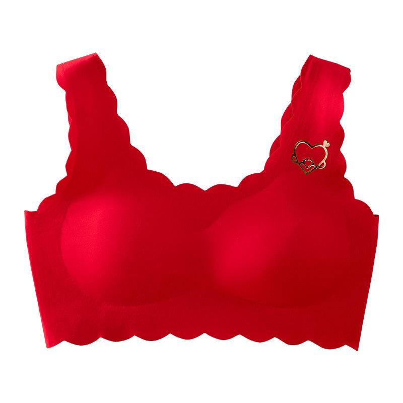 ブラジャー &amp; ショーツセット レディース ティーン向け 赤色 下着 ブラジャー ショーツ セットアッ..