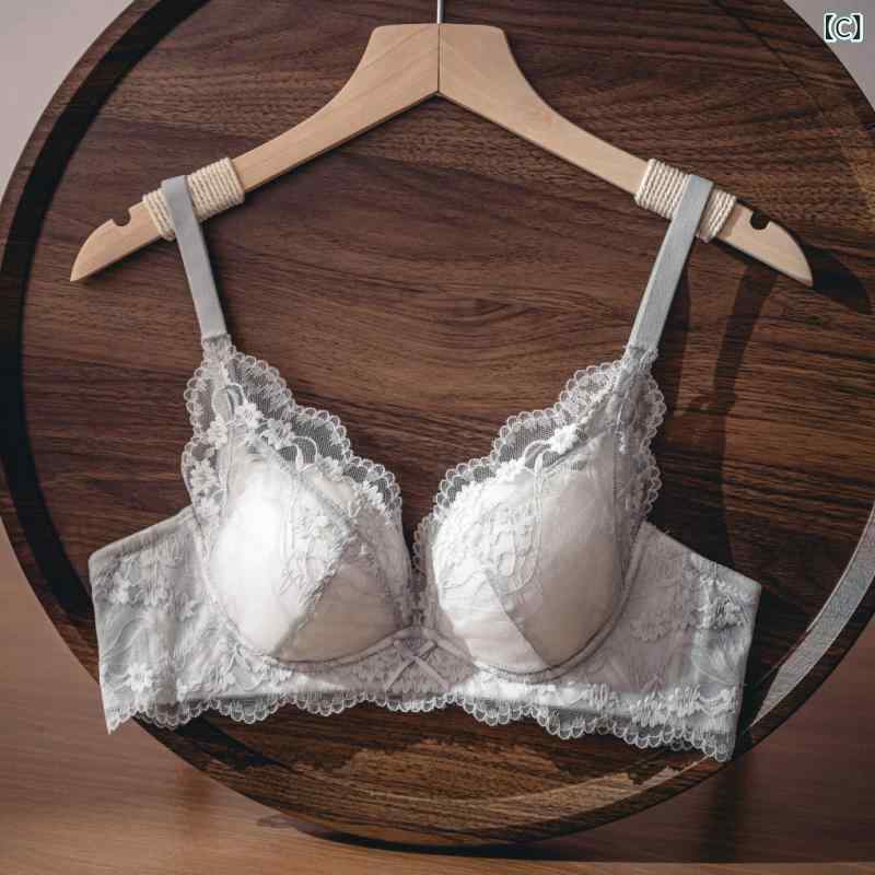 ブラジャー &amp; ショーツ レディース レース 小胸 盛れる 谷間 快適 通気性 ずれにくい 赤 黒 ベージ..